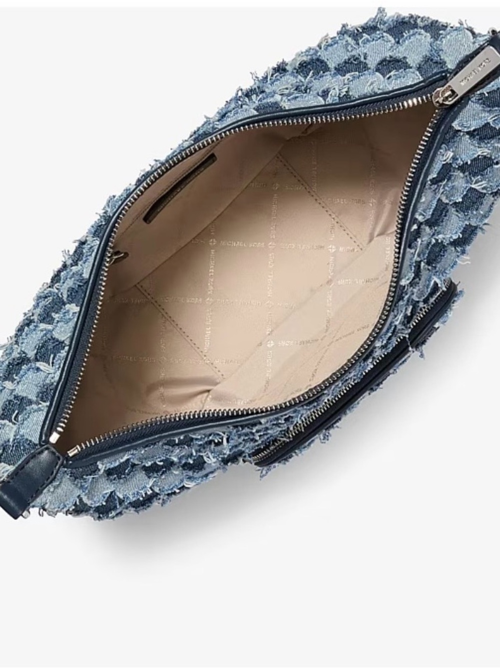 Michael Kors Frayed Denim Patchwork Shoulder Bag in Blue - Picture 5 of 16